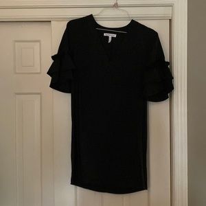 BCBG black short black dress with flowy shoulders sleeves
